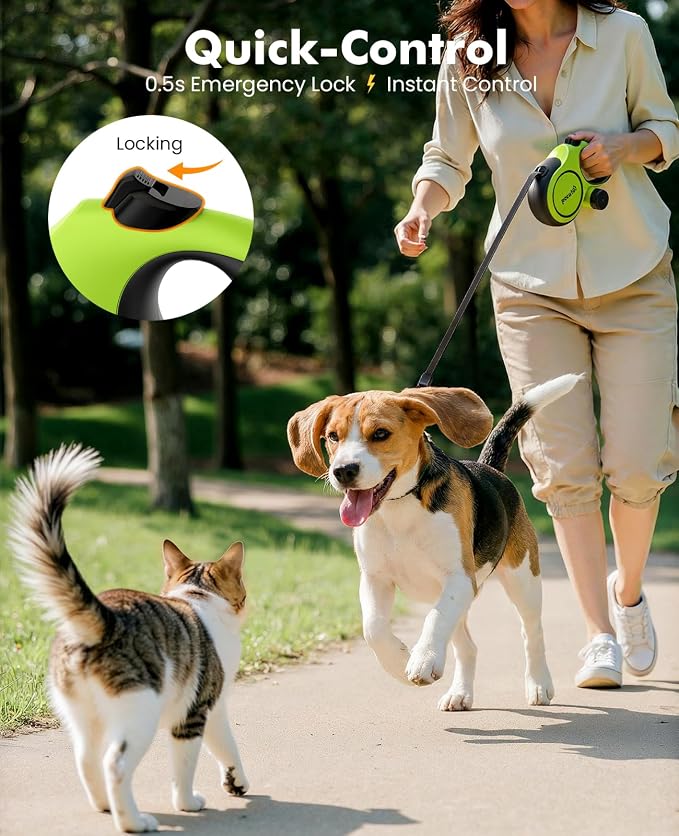 Pecute Retractable Dog Leash for Large Dogs 16.4ft for 33lbs-110lbs | Heavy Duty Retractable Dog Leash with Poop Bag Holder, Anti-Slip Soft Grip, Reflective Leashes for Medium Large Pets - Image 4