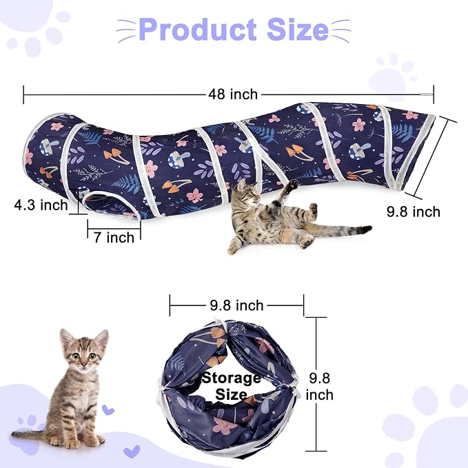 Glittme S-Shape Cat Tunnel, Foldable Cat Tunnels for Indoor Cats | Interactive Bunny Tunnel And Cat Tubes With Crinkle Sounds. Ideal For Kittens, Ferrets And Small Pets To Hide, Play Or Rest - Image 7