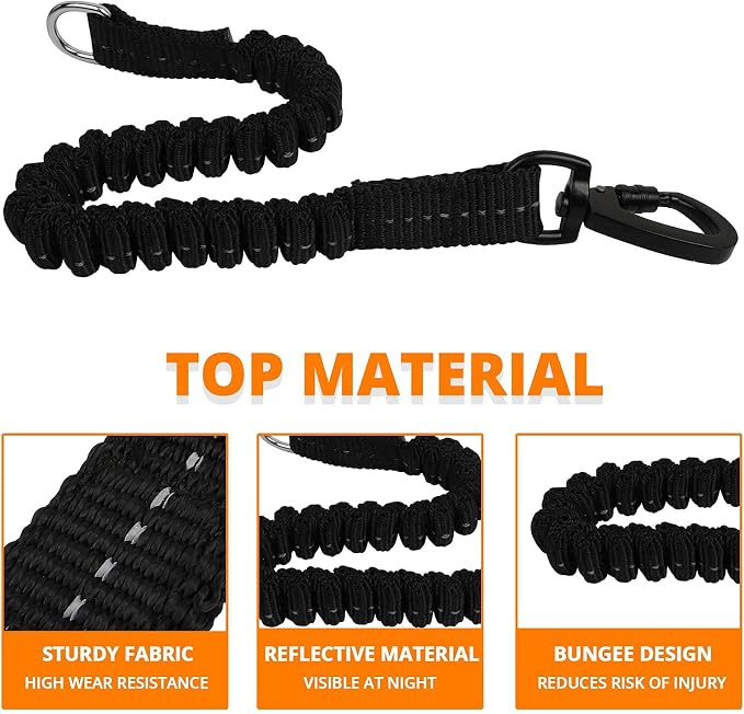 Long Dog Leash 15 FT: Heavy Duty Rope Leashes for Dogs Training with Swivel Lockable Hook Reflective Threads Bungee and Padded Handle - Dog Lead for Large Small Medium Dogs Outside Walking Hiking - Image 2