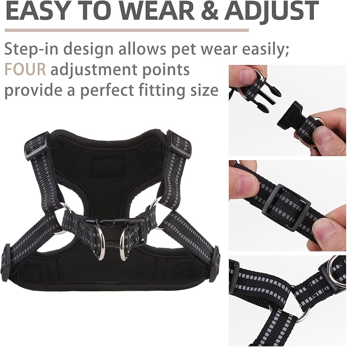 PUPTECK Dog Harness and Leash Set Small Sized, Step in No Pull Adjustable Puppy Cat Harness Reflective Pet Vest - Image 3