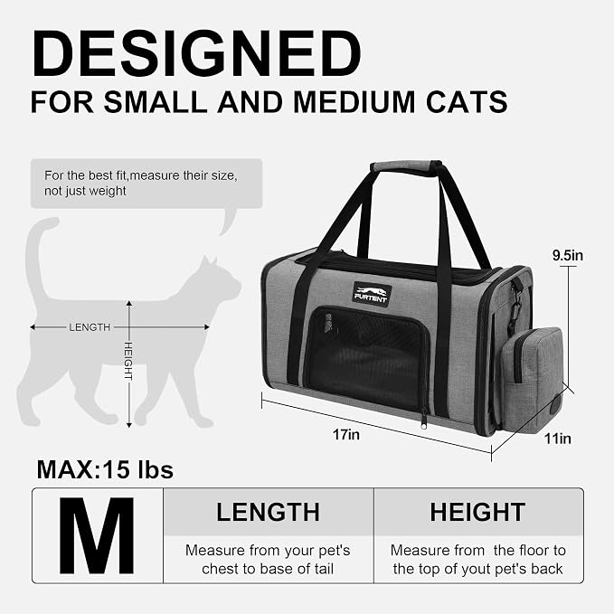 Soft-Sided Cat Carrier with Foldable Litter Box for Air Travel, Gray | A compact soft-sided carrier with a foldable litter box and organized storage for flights, car trips and hotel stays. - Image 8