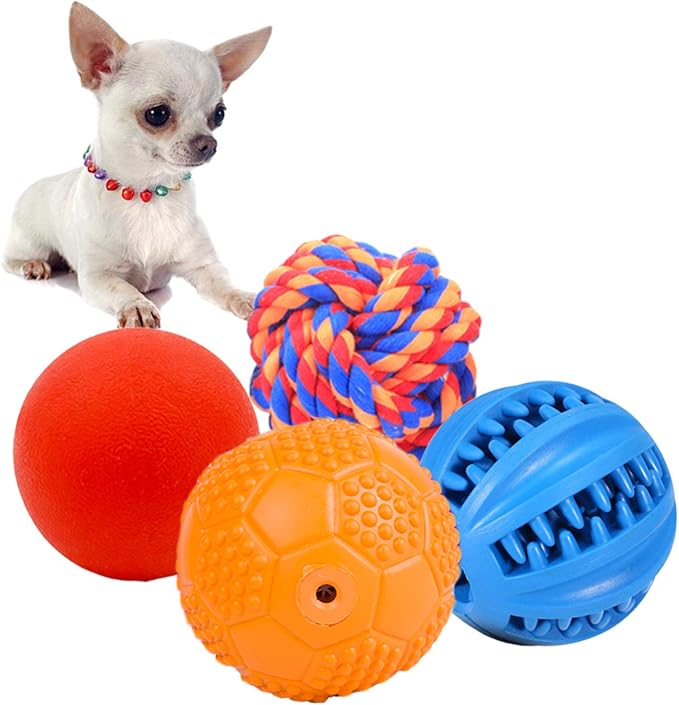 Volacopets Puppy Balls - Pack with Different Functions & Teething Toys for Small Dogs, Squeaky Dog Balls, Rubber Chew Toys for Enrichment by Volacopets