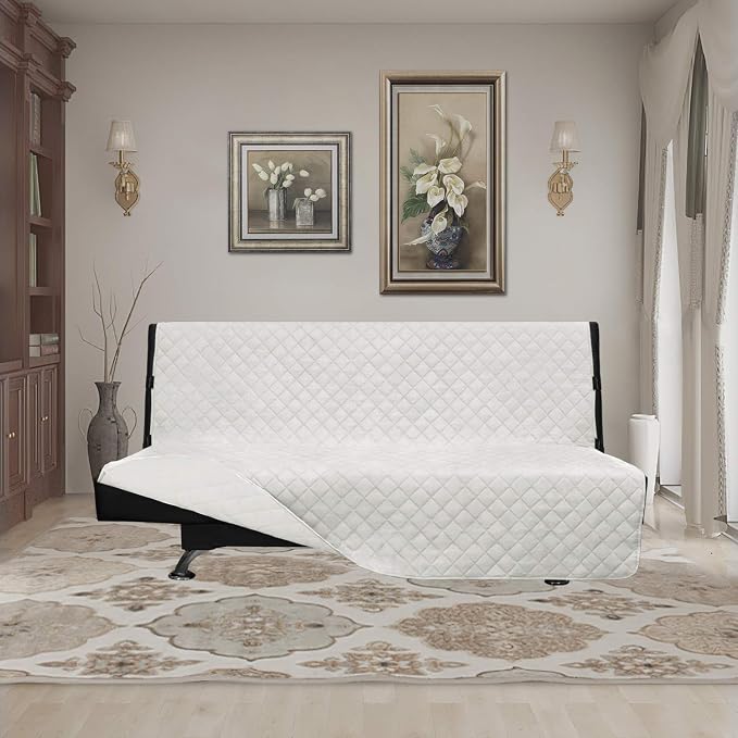 Easy-Going Reversible Couch Cover, Large Futon Sofa, Ivory/Ivory | Machine Washable Slipcover For Dogs, Water Resistant Furniture Mat For Living Room, Non-Slip Sofa Cover, Pet Friendly - Image 2