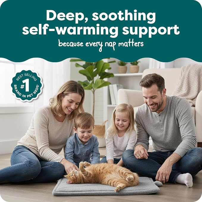 FurHaven ThermaNAP Self Warming Cat Mat, Dog Bed for Crates with Self-Warming Technology for Cozy Rest, Fully Machine Washable, Small, Plush Faux Fur, Gray - Image 2