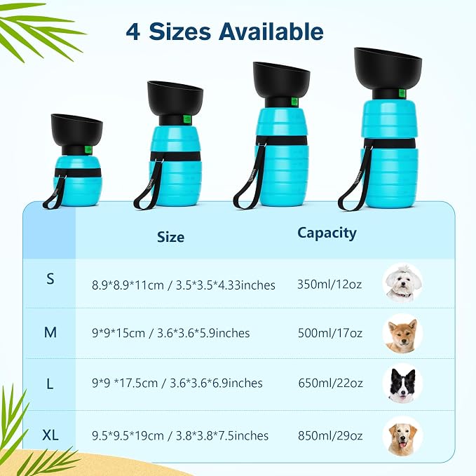 Pecute Portable Dog Water Bottle 29oz, Pet Walking Water Bottle | Dog Travel Water Bottle, Leakproof, Lightweight Dog Water Bottle Dispenser for Outdoor Walks Trips Hikes Travels - Image 9