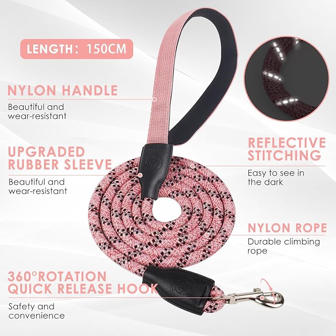 Dog Harness and Leash Set, No Pull Saddle Style Pet Harness, Breathable Mesh Adjustable Reflective Dog Vest for Medium Small Dogs Harness 2 D-Rings, Pink, M - Image 3
