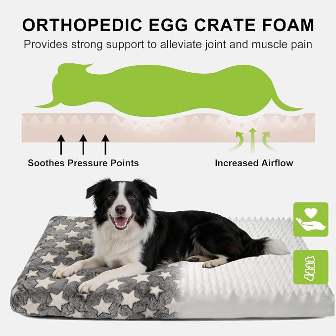 Orthopedic Dog Bed for Large Dogs, Washable Dog Mat with Removable Zippered Cover, Non-Slip Bottom, Comfort Crate Bed (Grey, M(30"*20"*3.1")) - Image 2