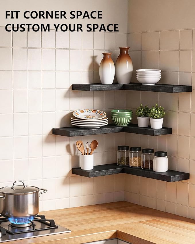 WALI Floating Shelves for Wall, 3 Tier Bathroom Storage Shelf Over Toilet, for Bedroom Bookshelf, Living Room Decor, Kitchen, Nursery, Laundry, Soundbar Floating Shelf Mount Under TV (CS103L), Black - Image 7