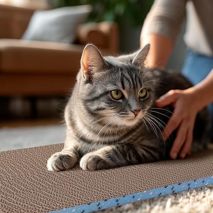 Cat Scratcher Pads, Cat Scratching Cardboard for Indoor Cats 14″Lx10.6″Wx0.6″H Dual-Side Corrugated Cats Scratching Post Reusable Supplies (2PCS) - Image 7