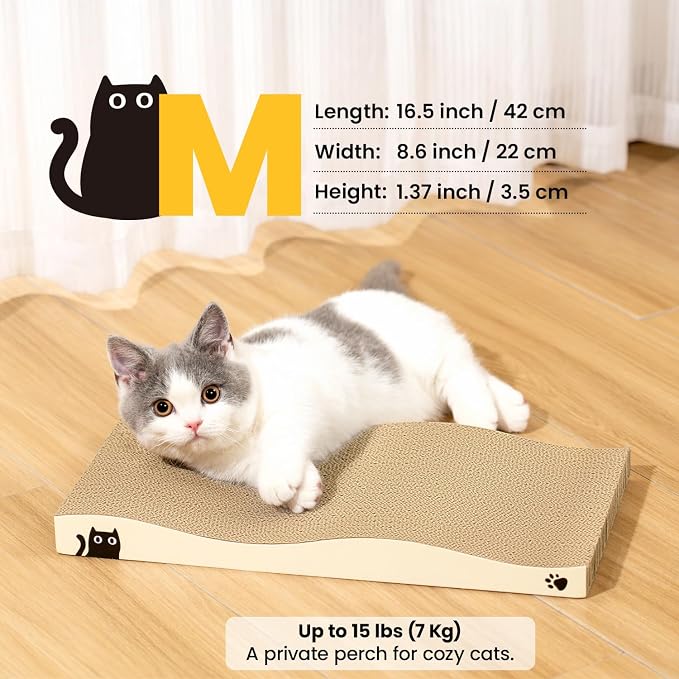 Cat Scratcher, Durable Scratch Pad, Corrugated Cardboard Scratching Board for Indoor Cats, Heavy Duty, Double-Sided Usability, Recyclable, with Catnip, 2 Pack - Image 2