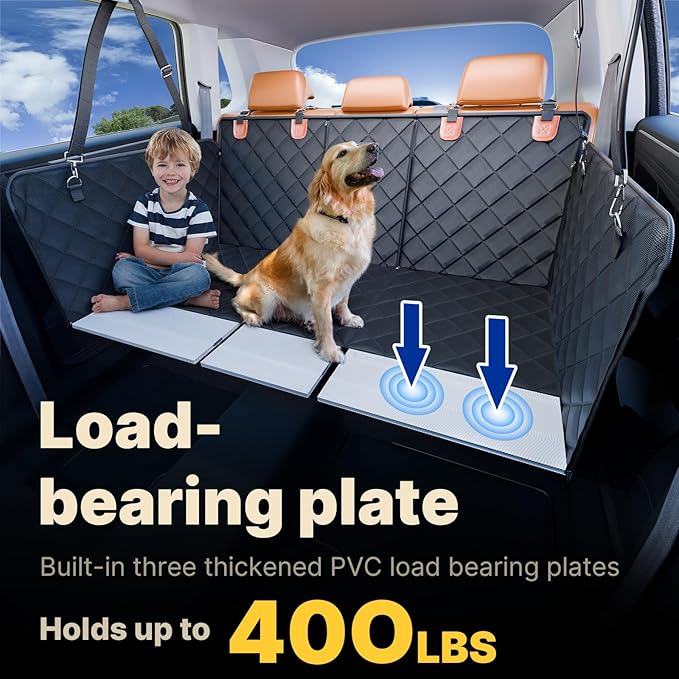 Convertible Back Seat Extender for Dogs, Foldable 400lbs Hard Bottom Dog Car Seat Cover for Back Seat, Waterproof Dog Hammock Bed Backseat Cover for Dogs in Car SUV Truck Pet Seat Cover Black L - Image 4