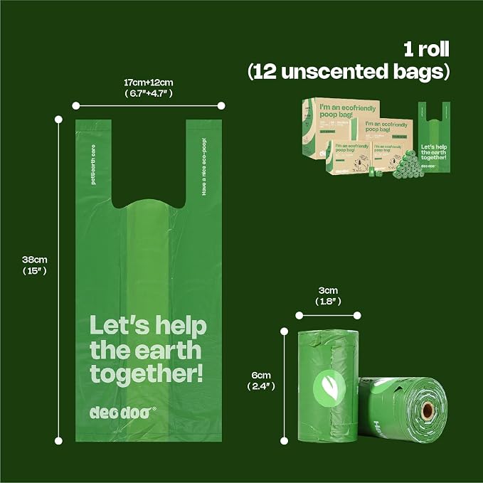 Deo Doo Dog Poop Bags with Handles, Large Size, 60 Rolls 720 Bags | Extra Thick Leak Proof Refill Rolls for Doggie Waste, Easy Tie for Walking Dog and Cats Litter Cleanup, Unscented - Image 4