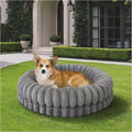 BALANCE Luxury Donut Dog Bed, 30 Inches Round Dog Bed Medium Size Dogs Washable, Orthopedic Calming Dogs Bed for Pets with Anti-Slip Bottom, Gray by BalancePet