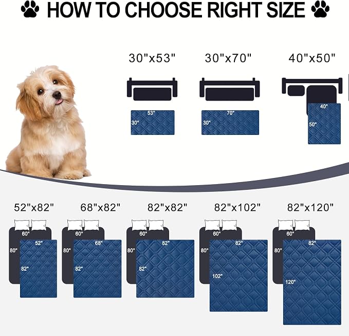 Smiry Reversible Waterproof Pet Couch Covers for Sofa | Washable Dog Couch Sofa Covers, Water Resistant Furniture Protector Slipcover, Geometric (30"x53", Navy/Blue) - Image 6