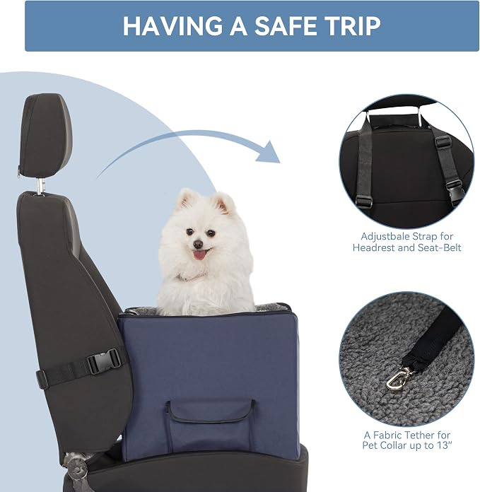 A 4 Pet Dog Car Seat for Small Dog, Booster Travel Pet Seat with Safety Seat Belts & Storage Bags, Portable Comfortable Pet Seat for Dogs Under 25 lbs - Image 2