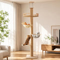 4 Level Floor to Ceiling Cat Tree,55-115in Adjustable Height Tall Cat Tower | Space-Saving Design, Heavy Duty Plywood Cat Pole with Jump Platform, Hammock & Capsule by Unknown