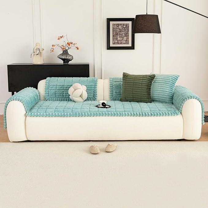 Sofa Couch Cover, Sofa Covers for Dogs Washable, Non-Slip Striped Sofa Slipcovers for Sectional Sofa, Sofa Cover Furniture Protector for L Shaped(Blue, 27.6"x 70.9") - Image 7