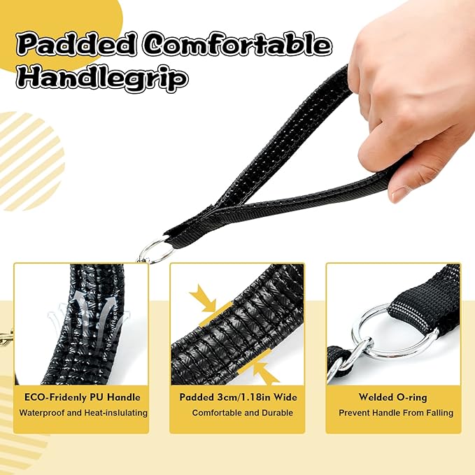 Metal Chain Dog Leash Chew Proof for Dogs, Black, 3.0mm, 6FT | More Room for Everyday Walks and Outdoor Use, Chew Resistant Chain, Padded Handle, Swivel Clip - Image 3