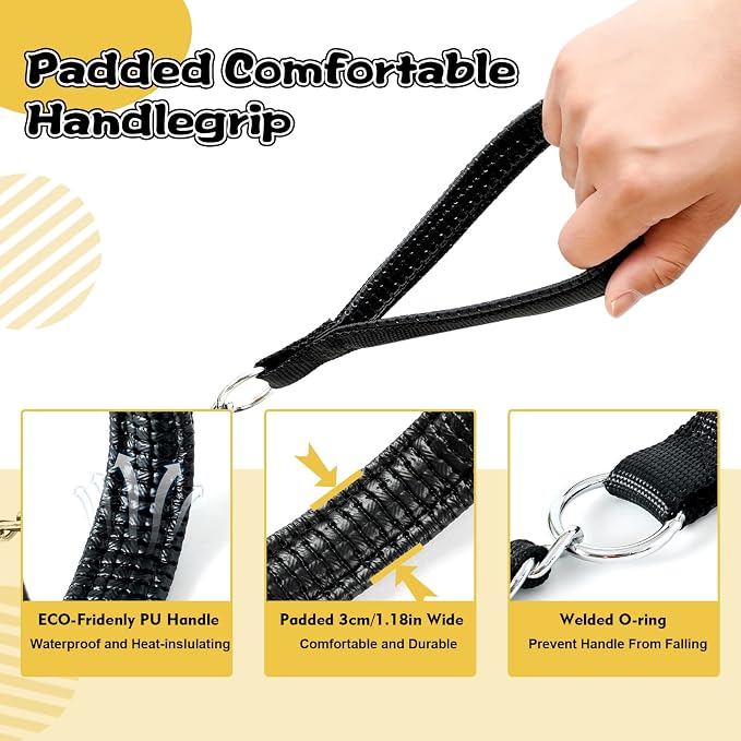 Metal Chain Dog Leash Chew Proof for Dogs, Black, 3.0mm, 4FT | Close Control for Training and Busy Areas, Chew Resistant Chain, Padded Handle, Swivel Clip - Image 3