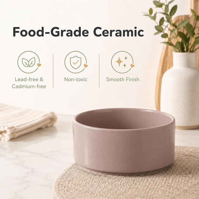 Havniva Ceramic Dog Bowls, Dog Food and Water Bowl Set, Dog Water Bowl | 7.3” Ceramic Dog Food Bowls with Non-Slip Rubber Base, Large Capacity, Dog Feeding Bowls for Medium Dogs - Image 3