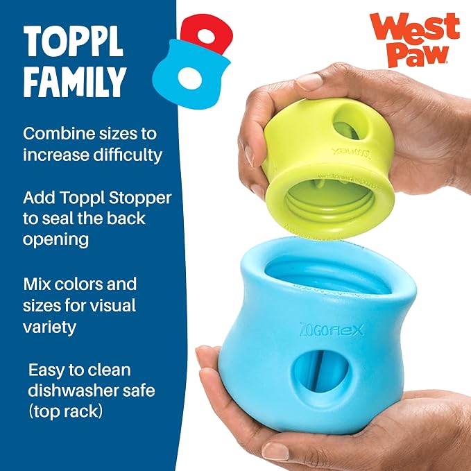 West Paw Zogoflex Toppl Interactive Treat Dispensing Puzzle Dog Toy for Mental Stimulation & Enrichment-Holds Kibble & Treats-Lickable, Freezable & Dishwasher Safe-Made in USA-Large-Granny Smith Green - Image 6