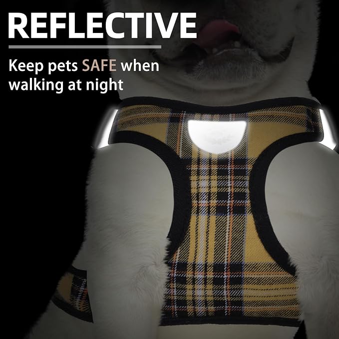 PUPTECK Dog Harness, Collar and Leash Set No Pull for Small Medium Sized | Plaid Puppy Step-in Escape Proof Reflective No Choke Pet Cat Adjustable Walking Vest - Image 5