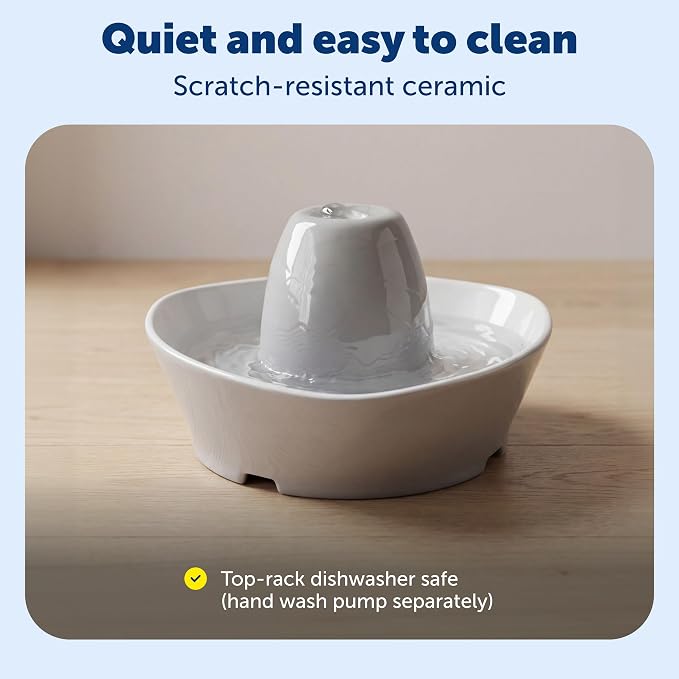 PetSafe Creekside Ceramic Pet Fountain, 60 Oz, Extra Filters | 60 Oz Capacity, Whisper-Quiet Flow, Includes 12 Extra Carbon & 2 Extra Foam Filters, Dishwasher Safe, Cats & Small Dogs - Image 5