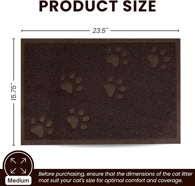 Andalus Medium Cat Litter Mat, Pack of 2 - Waterproof, Non-Slip & Easy to Clean Cat Litter Box Mat for Extra Efficient Pet Litter-Trapping, Brown (23.5” X 15.75”) - Image 3
