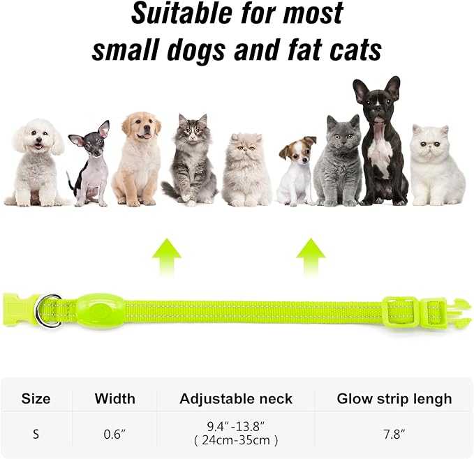 Visinite Light Up Dog Collars for Small Dogs,LED Dog Collar Light Rechargeable,Fully Adjustable Lighted Dog Collar,Glow in The Dark Dog Collars with Dog Lights for Night Walking,Green - Image 5