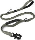 Joytale Tactical Bungee Dog Leash, Shock Absorbing No Pull, Army Green | for Large Dogs That Pull, 2 Padded Handles for Control, Car Seatbelt Clip, Reflective for Night Safety, Metal Frog Clip by Joytale