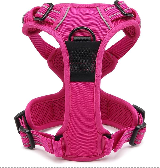 TRUE LOVE Adjustable No-Pull Dog Harness Reflective Vest, Fushcia, M | Front Clip, No-Choke, Soft Padded, Control Handle, Anti Escape, Dog Car Harness, Walking and Training, Escape Proof, TLH5651 - Image 5