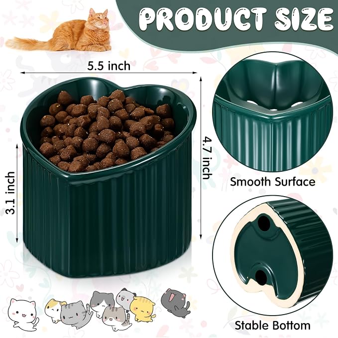 4 Pcs Elevated Cat Food Bowls, Ceramic Raised Cat Bowls, Shallow, Less Digestion Issues, Anti Vomiting, No Stress for Food and Water Indoor Kitten - Image 2