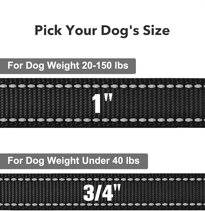 Taglory Reflective Dog Leash for Small Dogs, 3/4in x 5ft, Black | Ideal for Night Walking, Strong for Sudden Pulls, Lightweight & Gentle on the Neck, Soft Padded Handle - Image 4