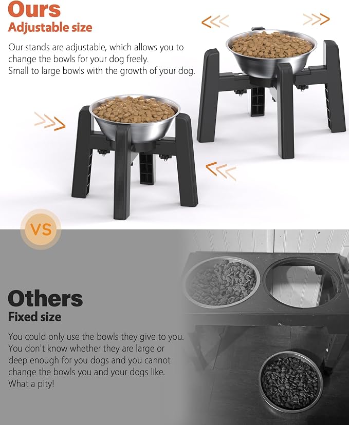Dog Bowl Stand, 51 oz Large Capacity Stainless Steel Feeder (2 Pack) | Elevated Pet Water & Food Bowl for Medium Dogs, Stable and Anti-Slip Raised Bowl - Image 3