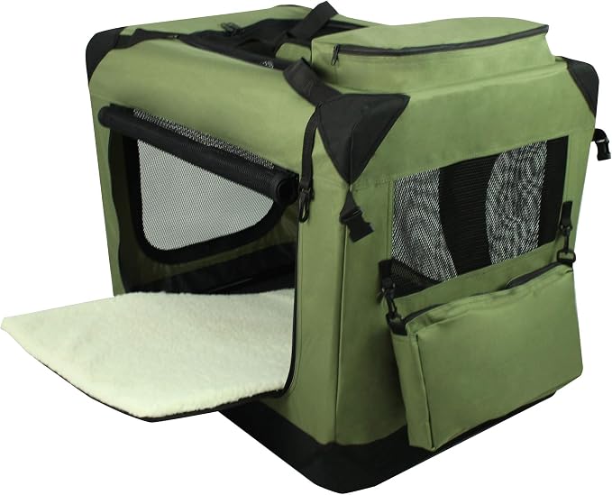 EliteField 3-Door Soft Dog Crate with Bed & Carrying Bag (2-Year Warranty) | 3 Mesh Doors, Steel Frame, Removable & Washable Crate Cover and Bed Cover, Storage Pockets, Indoor/Outdoor, Foldable - Image 3