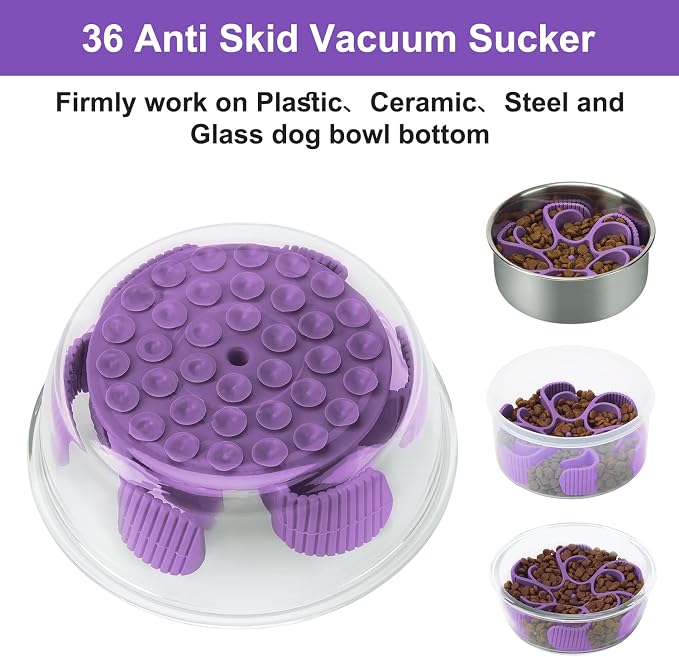 Dog Slow Feeder Bowls Silicone Spiral Pet Food Feeder Insert to Slow Eating | Durable Non-skid Compatible with Stainless Steel, Glass & Ceramic Slow Feeder Dog Bowls for Small Medium Large Breed Dogs - Image 5