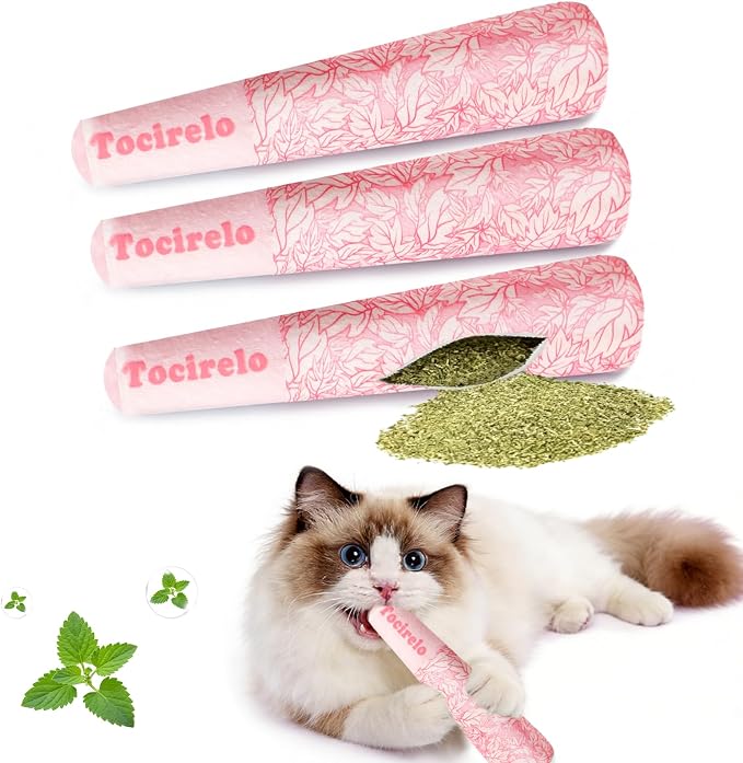 Tocirelo Catnip Toys for Cats, 100% Pure 45000mg Organic Natural Catnip | 3Pack Funny Pink Cat Nip Toys Bite-Resistant, Safe Kitten Teething Kicker Toys for Indoor Cats, Soft Plush Cat Chews 5.9inch by Tocirelo