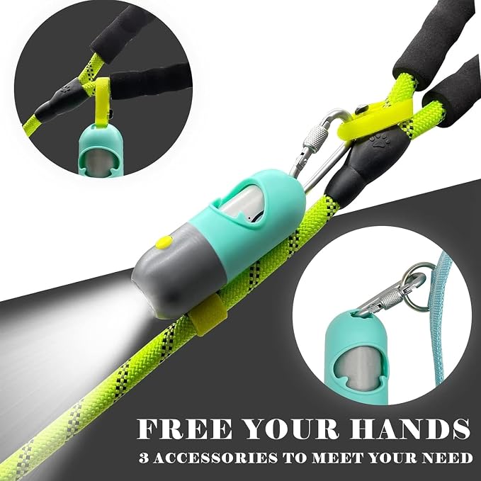 Dog Poop Bag Holder With LED Flashlight | Pet Waste Dispenser for Leash | Doggie Potty Container With Leak-proof Trash Bags and Accessories (2 Holders 30 Bags, Mint Green) - Image 3
