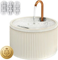 DOOOB Ceramic Cat Water Fountain 2.1L/71oz Ceramic Cat Fountains | Automatic Pet Water Fountain for Cats Pet Water Fountain with Ultra-Quiet Pump and 3 Filters & 3 Sponges (Beige) by dooob