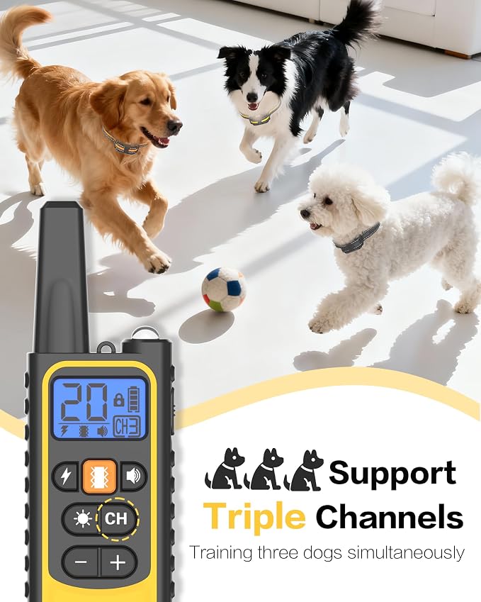 3 Pack Dog Training Collar – Remote Dog Shock Collars with Beep, Vibration and Safe Shock Modes, Rechargeable IP67 Waterproof E-Collars for Small, Medium & Large Dogs with LED Night Light - Image 2