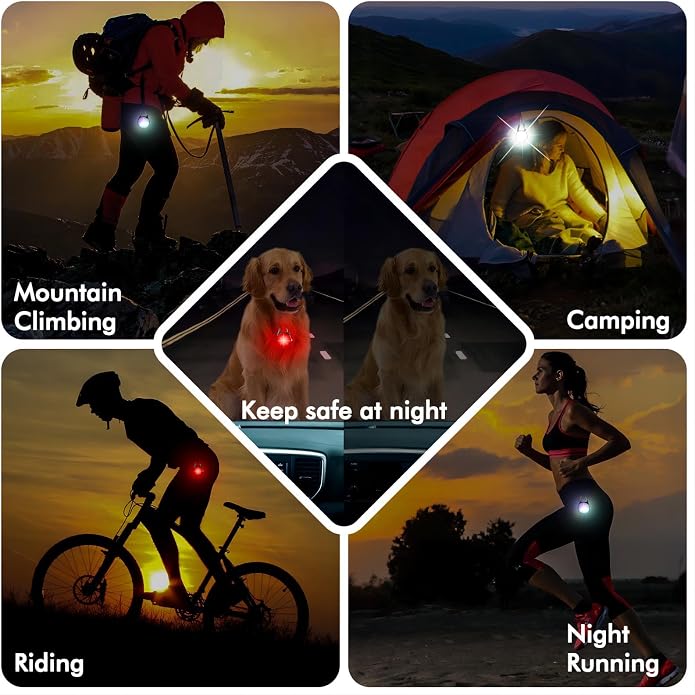 4 Modes Dog Collar Light，2 Packs IP68 Waterproof Dog Lights for Night Walking, USB Rechargeable Pet LED for Nighttime Clip on (Black) - Image 7