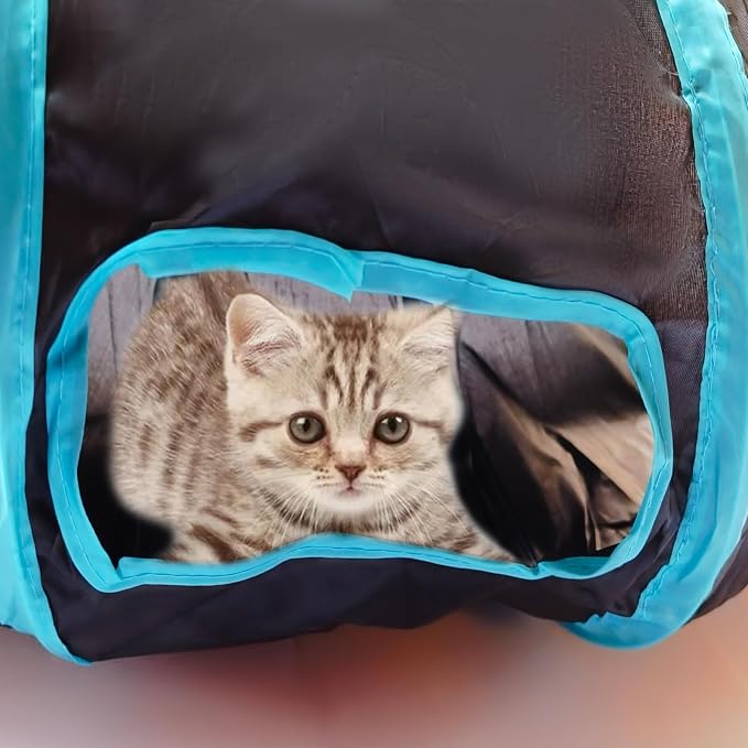 Cat Tunnel, Cat Tunnels for Indoor Cats, S-Shape Foldable Cats Cave | Interactive Toy Pet Tube with Interactive Peephole Crinkle Sounds for Rabbits, Kittens, Ferrets, Puppy Playing & Exploring - Image 5