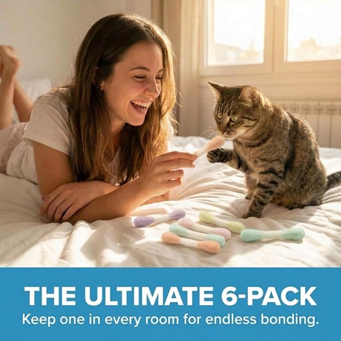 Glaciart One MINI Swabs Cat Toys with Catnip - 6 Pk | Durable for Chew, Cute Cat Toys Interactive Kitty for Boredom, Exercise, & Play | Filled w/Organic Catnip for Anxiety & as Digestive Aid - Image 6
