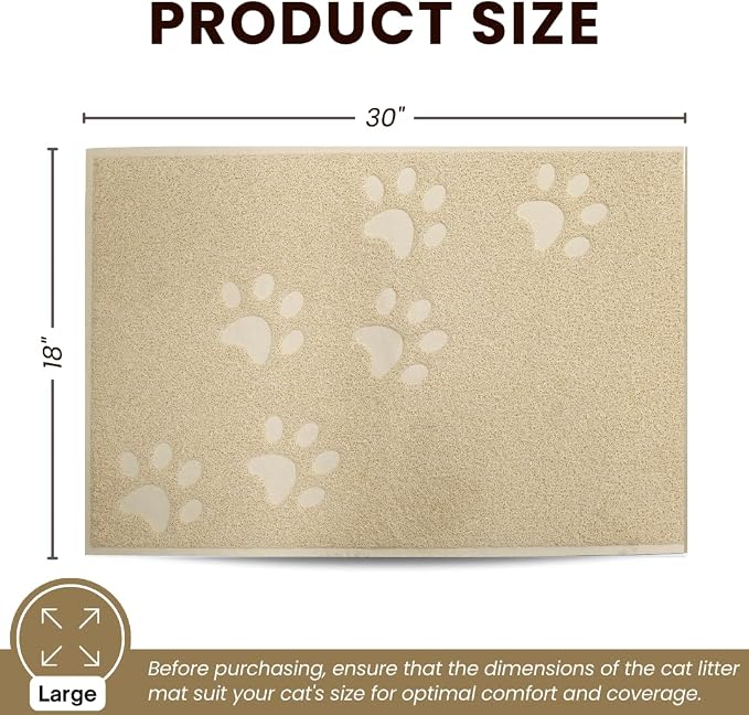 Andalus Large Cat Litter Mat, Pack of 2 - Waterproof, Non-Slip & Easy to Clean Cat Litter Box Mat for Extra Efficient Pet Litter-Trapping, Beige (30” X 18”) - Image 3