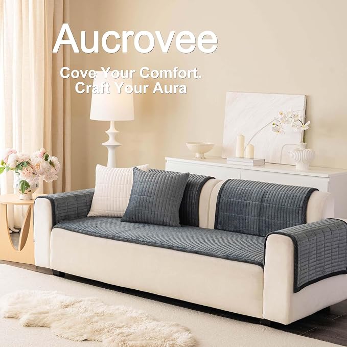 Velvet Washable Dog Couch Cover, Non-Slip Waterproof Pet Sofa Protector for Cushion Sectional, L-Shaped Sofa & Loveseat, Machine Washable(1PC/27.6"x27.6",Dark Grey) - Image 3