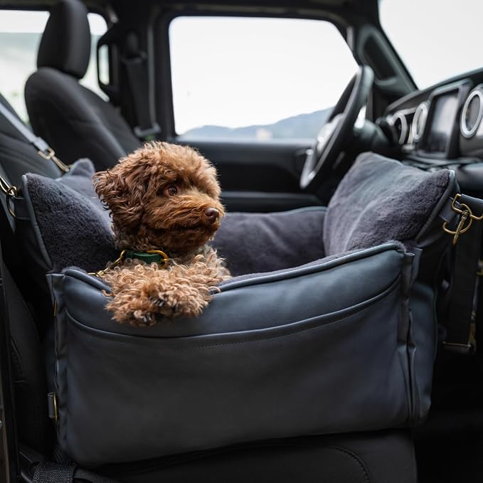 NOAH & PAW Small Dog Car Seat for Small Medium Pets with Harness Clip, 4X Safety Feature, Washable Dog Seat for Car, Orthopedic Foam Wrapped with Plush, Vegan Leather - Image 3