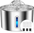 Cat Water Fountain Stainless Steel - 74oz/2.2L Automatic Large Pet Watering Bowl Dispenser for Indoor Dogs - Drinking Fountains with 3 Filter, Gifts for Cats and Kitty - Dog Waterer Bowls No Spill by CatWaterFountain