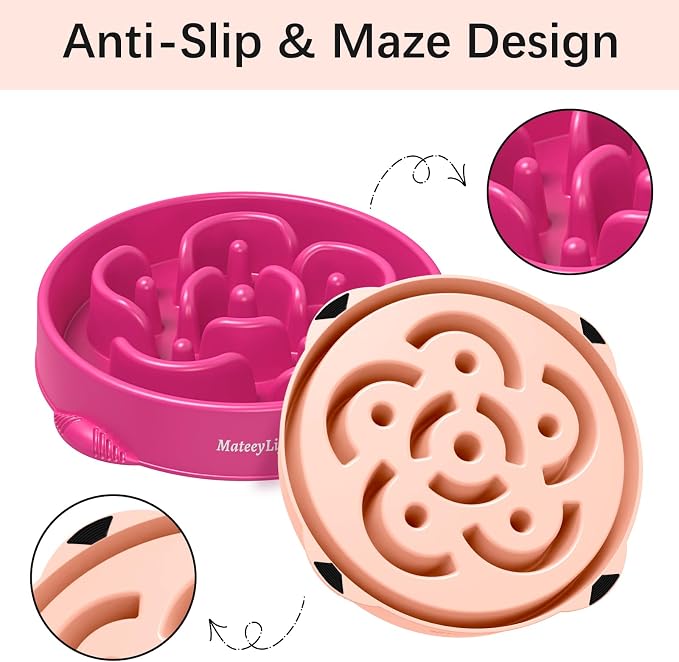 MateeyLife 2-Pack Slow Feeder Dog Bowls, 4 Cups, Dog Puzzle Feeder Bowl | Food-contact safe, dishwasher safe, non-slip base, maze design, for fast eaters, for dogs and cats, daily mealtimes - Image 4