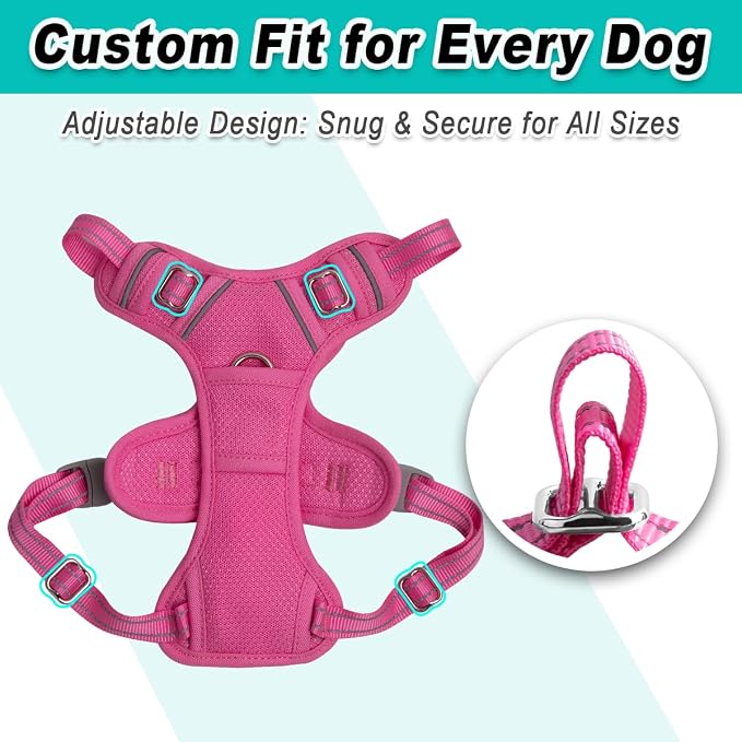 BARKBAY Dog Harness for Small Sized Dog No Pull Mesh 2 Clips Dog Vest | Control Handle,Comfort,Heavy Duty,Adjustable Reflective,Perfect for Outdoor Training, Walking,Hiking( XS,Pink Mesh) - Image 6