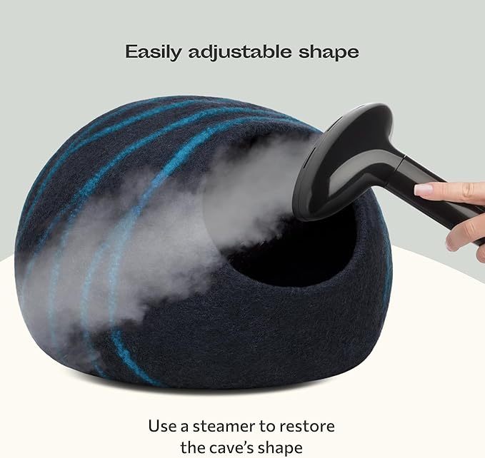 Cat Cave - Merino Wool Bed for Indoor Cats (Back Aqua, Large) | Cat Bed Enclosure, Premium Felt, Handmade, Super Soft, Lightweight, Breathable, Adjustable Shape - Image 6